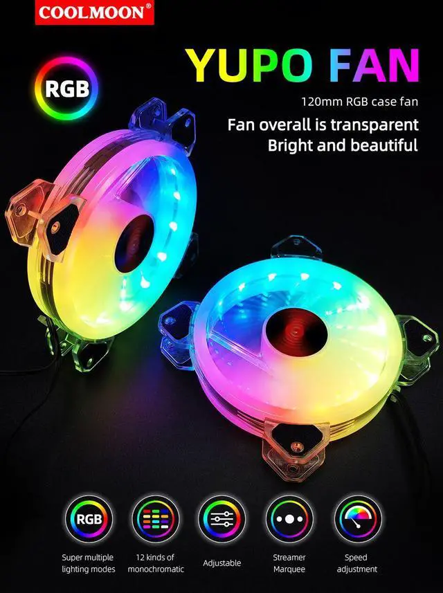 Alt view image 7 of 7 - Weastlinks 120mm PC Computer Case Fan Cooling Cooler Adjustable RGB Led 12V Mute Ventilador DC ARGB 12cm Fans Adjust Speed Aura Sync
