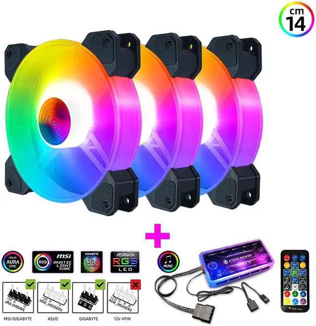 Main image of Weastlinks 14cm ARGB Fan 140mm Case Fan with Music Controller Support AURA SYNC Computer Cooler Cooling RGB Case Fans 14cm