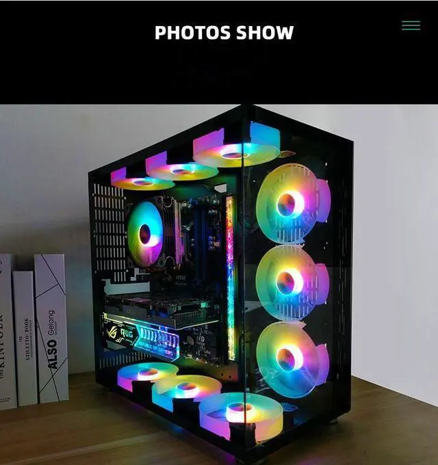 Alt view image 7 of 7 - Weastlinks 14cm ARGB Fan 140mm Case Fan with Music Controller Support AURA SYNC Computer Cooler Cooling RGB Case Fans 14cm