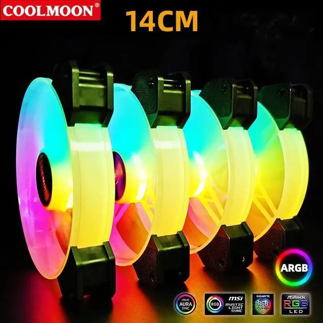 Alt view image 3 of 7 - Weastlinks 14cm ARGB Fan 140mm Case Fan with Music Controller Support AURA SYNC Computer Cooler Cooling RGB Case Fans 14cm