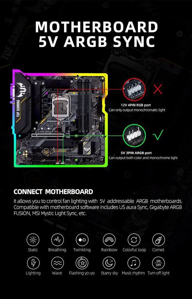 Alt view image 5 of 7 - Weastlinks 12cm RGB Series Case Fan, Wireless RGB LED 120mm Fan,Quiet Edition High Airflow Adjustable Color LED Case Fan For PC Cases