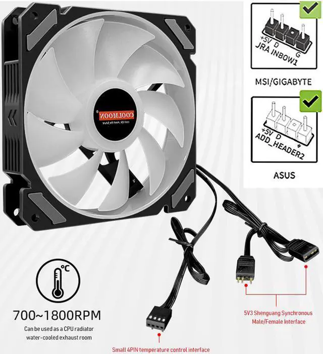 Main image of Weastlinks CPU Cooler Fan ARGB 120mm 4 Pin Radiator Quiet PWM Temperature Control 5V for PC Computer Case Cooling Fan System 12cm
