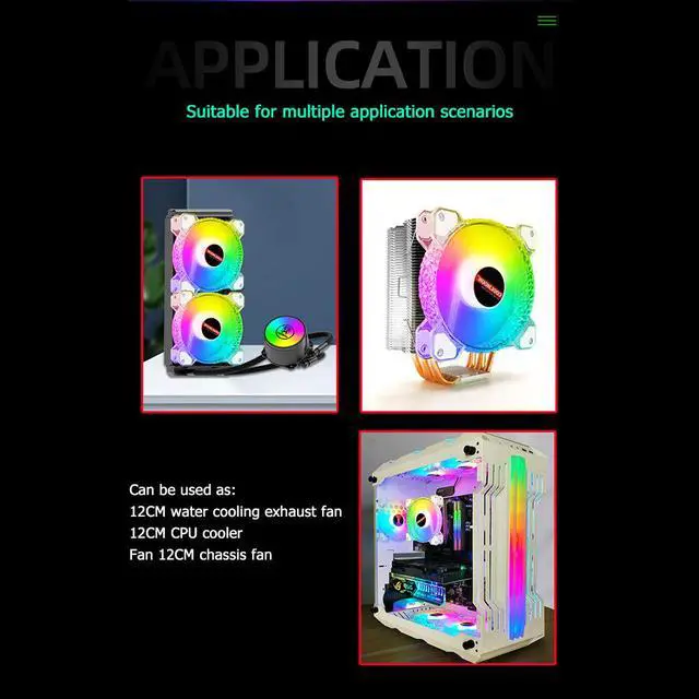 Alt view image 7 of 7 - Weastlinks 12cm 4PIN PWM 12V Cooling Fan for Desktop Chassis 3PIN 5V ARGB Radiator Cooler Heatsink for AURA Synchronization