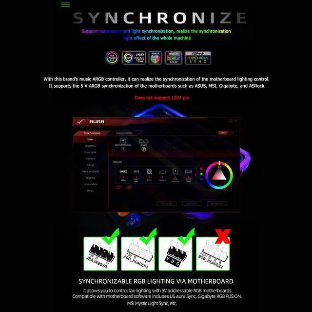 Alt view image 3 of 7 - Weastlinks 4Pin PWM 5V 3Pin ARGB Computer Heatsink Cooler Radiator 12cm Cooling Fan for Chassis PC Case Water Cooling Accessories