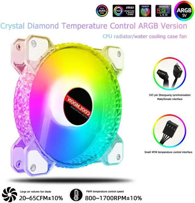 Main image of Weastlinks 12cm 4PIN PWM 12V Cooling Fan for Desktop Chassis 3PIN 5V ARGB Radiator Cooler Heatsink for AURA Synchronization