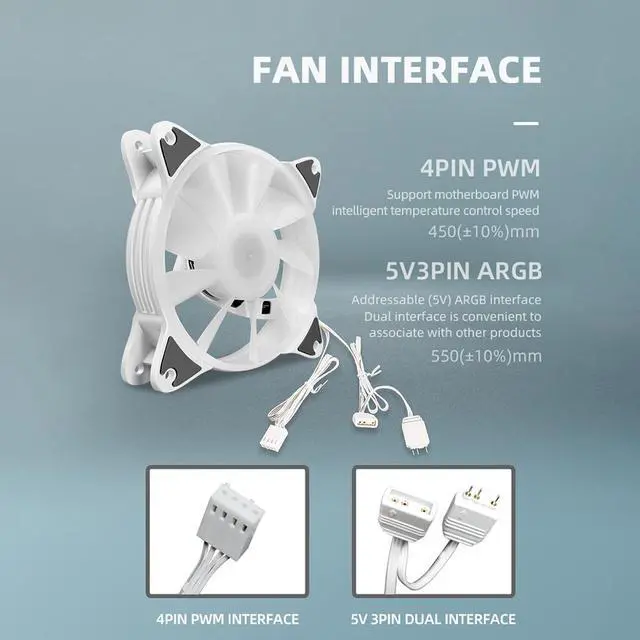 Alt view image 6 of 7 - Weastlinks 12cm 5V PWM PC Case Fan Addressable ARGB CPU Cooling Radiator Heatsink for Desktop Chassis 4Pin Cooling Fan 120mm for PC