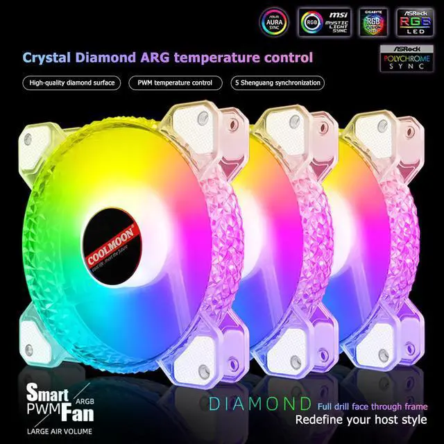 Alt view image 2 of 7 - Weastlinks 12cm 4PIN PWM 12V Cooling Fan for Desktop Chassis 3PIN 5V ARGB Radiator Cooler Heatsink for AURA Synchronization