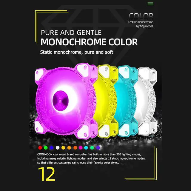 Alt view image 5 of 7 - Weastlinks 12cm 4PIN PWM 12V Cooling Fan for Desktop Chassis 3PIN 5V ARGB Radiator Cooler Heatsink for AURA Synchronization