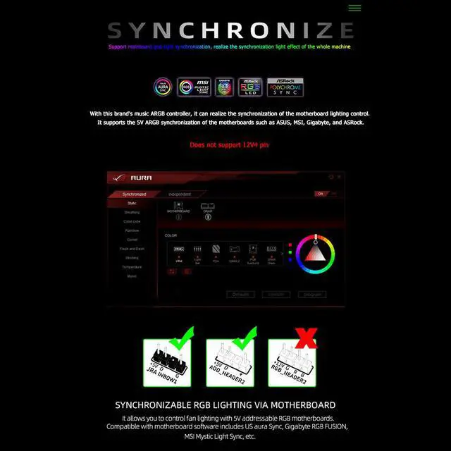 Alt view image 3 of 7 - Weastlinks 12cm 4PIN PWM 12V Cooling Fan for Desktop Chassis 3PIN 5V ARGB Radiator Cooler Heatsink for AURA Synchronization