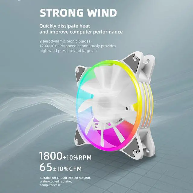 Alt view image 5 of 7 - Weastlinks 12cm 5V PWM PC Case Fan Addressable ARGB CPU Cooling Radiator Heatsink for Desktop Chassis 4Pin Cooling Fan 120mm for PC