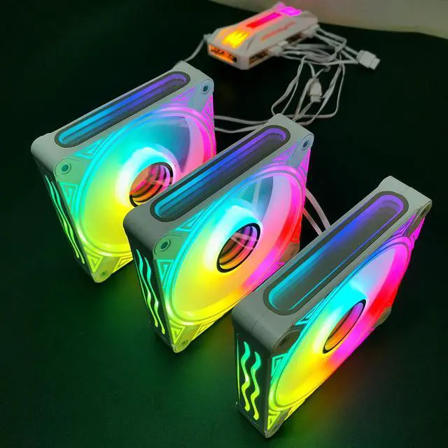 Alt view image 6 of 7 - Weastlinks Computer Case 120mm Fan PWM 4PIN 5V 3PIN ARGB Cooling Fan Radiator Cooler 12cm Ventilador Adjust Speed Aura Sync
