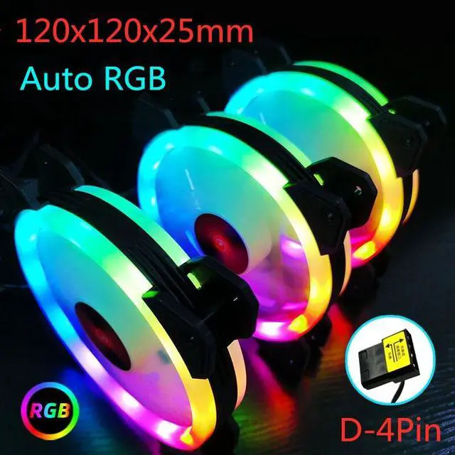 Alt view image 2 of 7 - Weastlinks 4Pin Auto RGB Fan 12cm Dual Aperture Aurora Automatic Color-changing Quiet Desktop 120mm RGB Fan Quiet Computer Case Fan