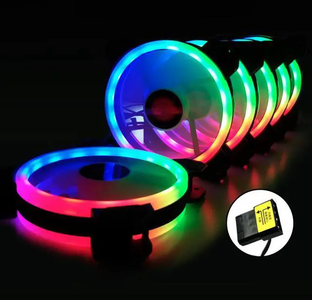 Alt view image 3 of 7 - Weastlinks 4Pin Auto RGB Fan 12cm Dual Aperture Aurora Automatic Color-changing Quiet Desktop 120mm RGB Fan Quiet Computer Case Fan