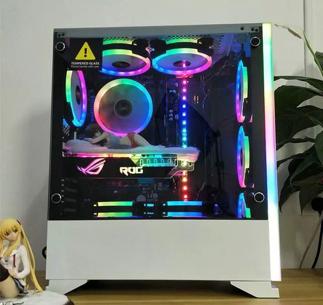 Alt view image 6 of 7 - Weastlinks 4Pin Auto RGB Fan 12cm Dual Aperture Aurora Automatic Color-changing Quiet Desktop 120mm RGB Fan Quiet Computer Case Fan