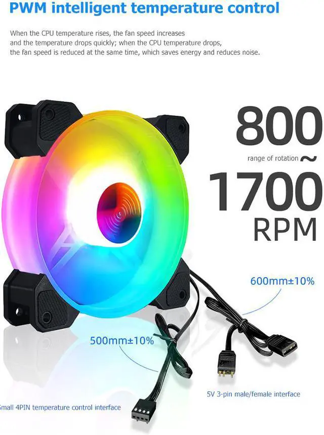 Alt view image 3 of 7 - Weastlinks 12cm 12V 4Pin PWM PC Case Cooler Fan for Computer Chassis 5V 3Pin ARGB Lighting Radiator Cooling Heatsink Fan 120mm