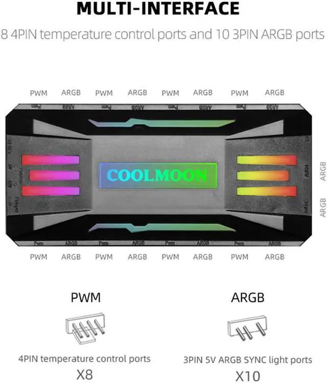 Alt view image 4 of 5 - Weastlinks 120mm PC Computer Case Fan RGB Cooler Heatsink 12cm Aura Sync Silent Cooling Fan 6PIN Rainbow Music ARGB Controller