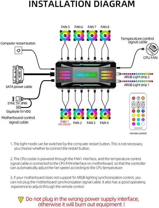 Alt view image 2 of 5 - Weastlinks 120mm PC Computer Case Fan RGB Cooler Heatsink 12cm Aura Sync Silent Cooling Fan 6PIN Rainbow Music ARGB Controller