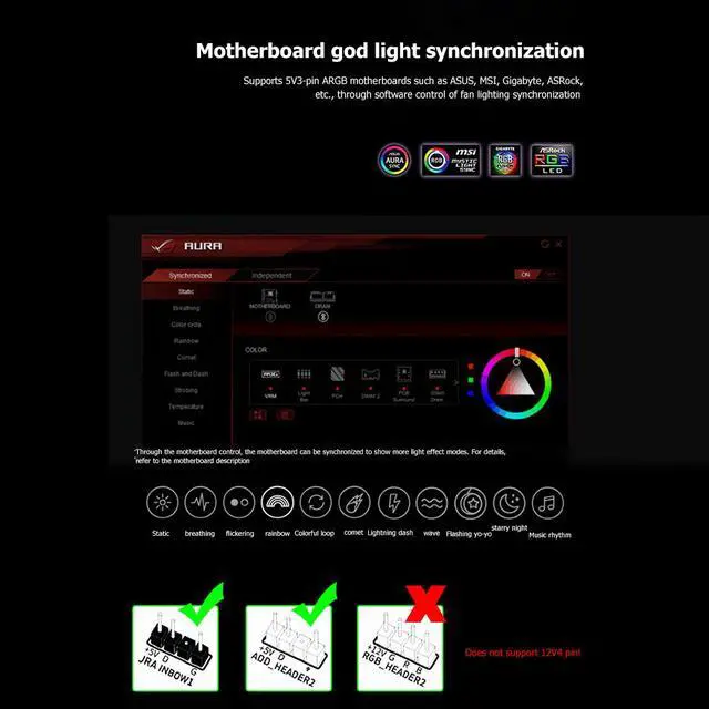 Alt view image 4 of 7 - Weastlinks 12cm 4Pin PWM PC Case Cooler Fan for Computer Chassis 5V 3Pin ARGB Lighting Radiator 120mm Cooling Heatsink Fan