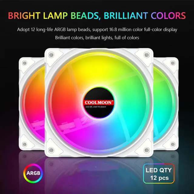 Alt view image 7 of 7 - Weastlinks 12cm Cooling Fan 5V 3Pin ARGB Mute CPU Cooler PC Case Fan 120mm Cooling 4Pin PWM Ventilador Aura Sync with ARGB Controller
