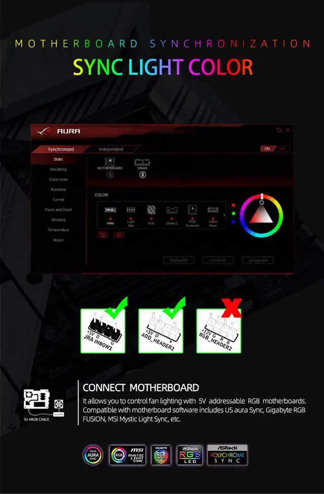 Alt view image 7 of 7 - Weastlinks 120mm RGB PC Case Fans Colorful 12cm 12V 6Pin Cooling Fan Heatsink Dissipation Computer Chassis Cooler Accessories