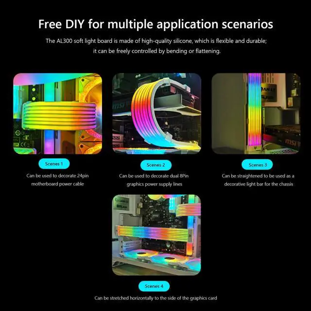 Alt view image 6 of 7 - Weastlinks Lamp Tape PC Backlight Flexible LED Strip Light 5V ARGB Aura Sync Multifunctional DIY for 24PIN Motherboard AL200