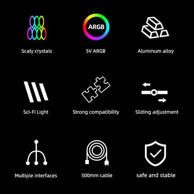 Alt view image 6 of 7 - Weastlinks GT8 Graphics Card Bracket 5V ARGB LED Light Bar Synchronous Horizontal Chassis GPU Support VGA Holder Video Card Stand