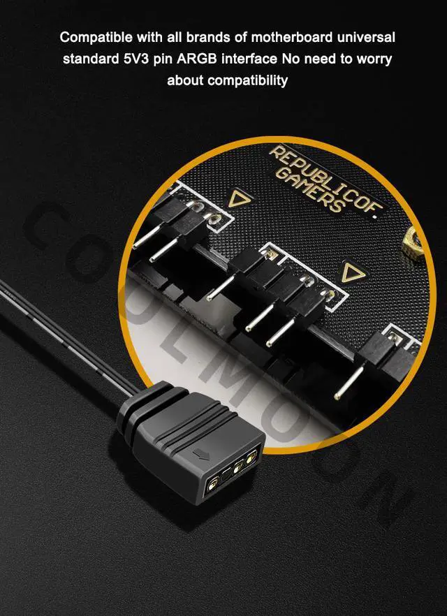 Alt view image 5 of 7 - Weastlinks 5V 3pin 1 To 10 Fan Hub Splitter Motherboard ARGB SYNC Synchronous AURA Extension Cable SATA Power Supply