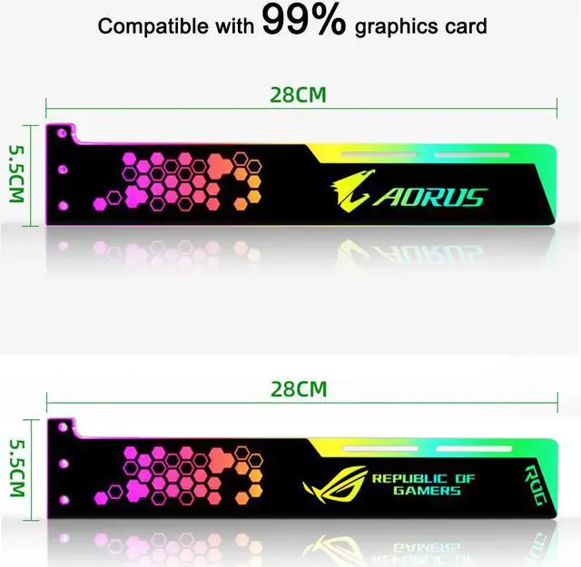 Alt view image 4 of 7 - Weastlinks RGB LED Light Graphics Card Bracket 25cm/28cm 5V Small 4PIN GPU Support VGA Holder for Computer Chassis PC Accessories