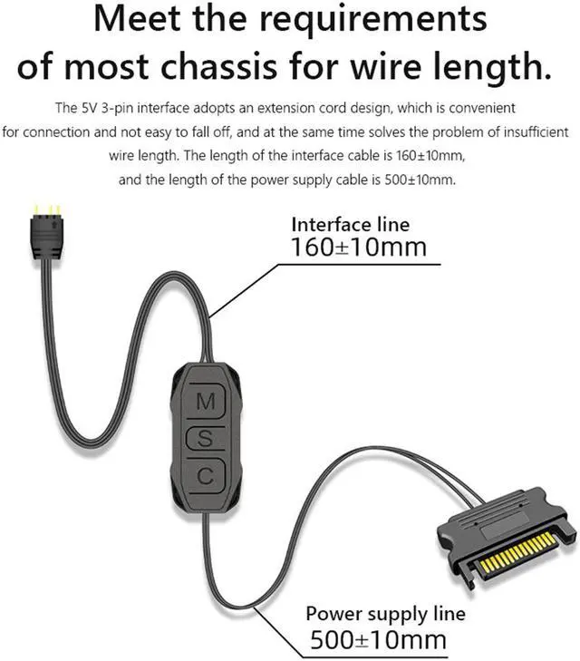 Alt view image 4 of 7 - Weastlinks 5V ARGB Chassis Light Strip Small 4Pin PC Case LED Light Bar SATA 3PIN Desktop Computer RGB Lamp Decoration
