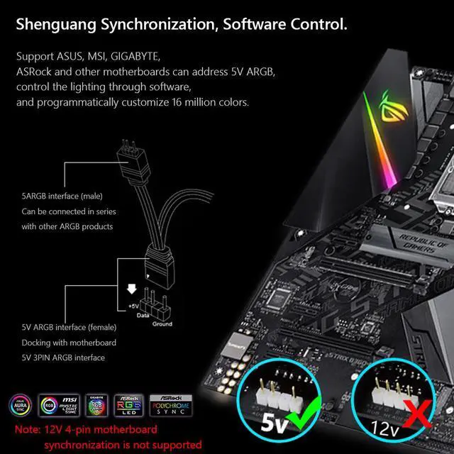 Alt view image 3 of 7 - Weastlinks ARGB Diamond LED Strip Magnetic Computer Light Bar 5V/3PIN Small 4Pin Colorful Light-Strip for PC Computer Case Chassis