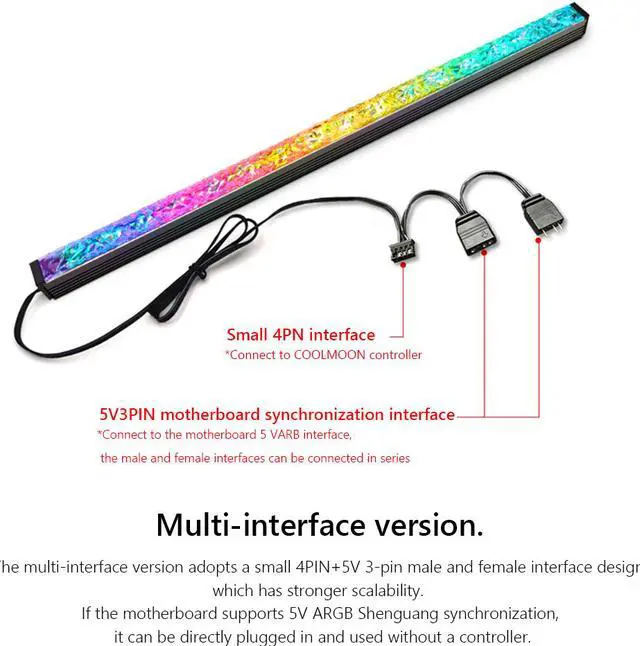 Alt view image 4 of 7 - Weastlinks ARGB Diamond LED Strip Magnetic Computer Light Bar 5V/3PIN Small 4Pin Colorful Light-Strip for PC Computer Case Chassis