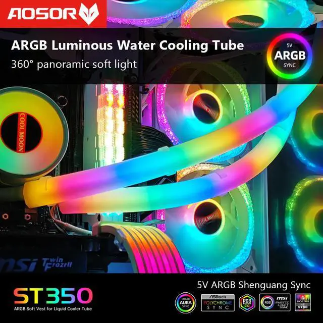 Alt view image 3 of 7 - Weastlinks Hose Pipe Aura Sync Luminous Sleeve Silicone Water Cooling Raditor Tube 5V 3PIN ARGB 4PIN Computer Case Decoration