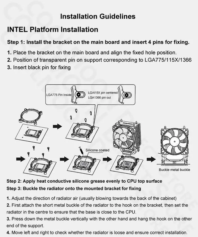 Alt view image 4 of 7 - Weastlinks CPU radiator dual copper tube 9cm vertical mute AMD115X desktop computer heat pipe cooling CPU fan P2/P22