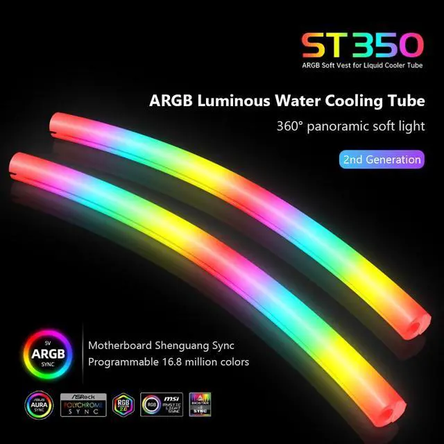 Alt view image 2 of 7 - Weastlinks Hose Pipe Aura Sync Luminous Sleeve Silicone Water Cooling Raditor Tube 5V 3PIN ARGB 4PIN Computer Case Decoration