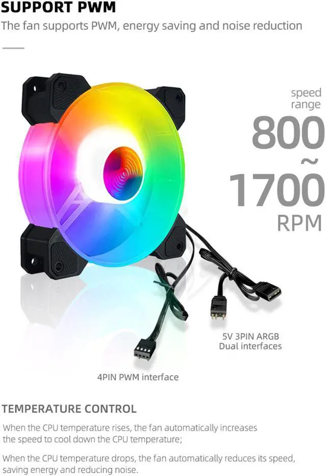Alt view image 6 of 7 - Weastlinks 4 Copper Heat Pipe 5V 3Pin ARGB CPU Cooler Cooling Fan Radiator TDP 125W Heatsink for i7 i5 i3 AM4 LGA115X 1366