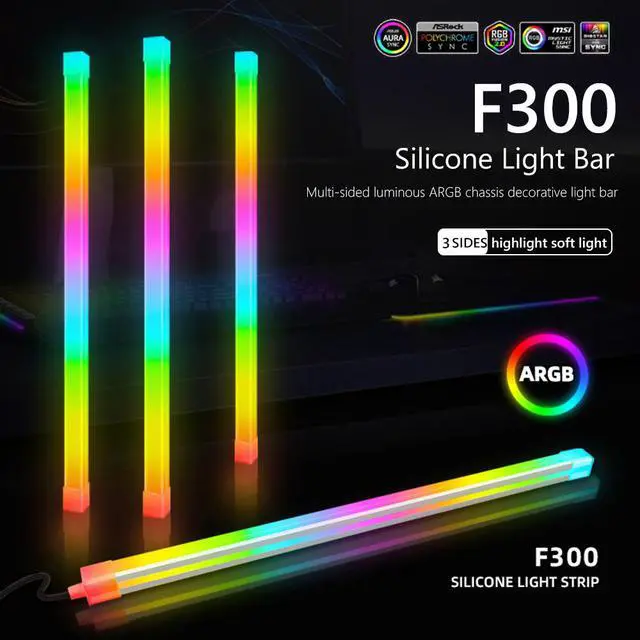 Alt view image 7 of 7 - Weastlinks 26 Beads LED Strip Computer Chassis Silicone Light Bar 5V 3PIN ARGB Aura SYNC Light Strip PC Case DIY Decoration