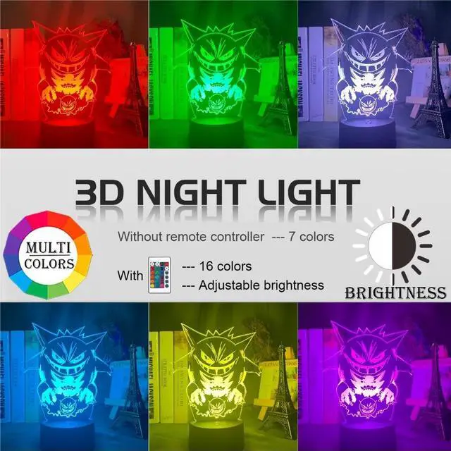 Alt view image 2 of 4 - Weastlinks Cute Pokemon Vaporeon Anime Figures 3D Led Night Light Model Toys Children Bed Room Decor Birthday Gift Christmas Gifts for Kids