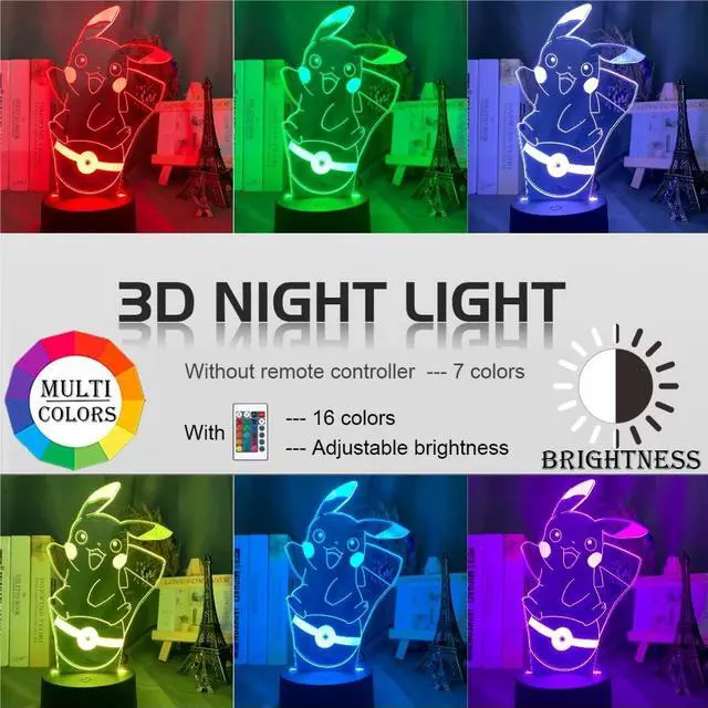 Alt view image 2 of 4 - Weastlinks Cute Pokemon Vaporeon Anime Figures 3D Led Night Light Model Toys Children Bed Room Decor Birthday Gift Christmas Gifts for Kids