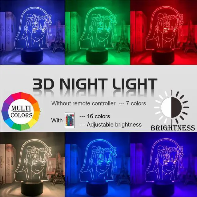 Main image of Weastlinks Zero Two Figure 3d Anime Lamp Nightlight Kids Child Girls Bedroom Manga Gift Night Light Lamp Darling In The Franxx