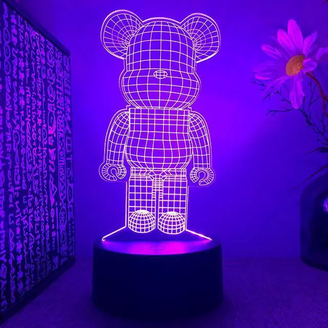 Alt view image 2 of 7 - Weastlinks Bearbrick Anime Figure 3d Led Lamp For Bedroom Manga Gloomy Acrylic Night Lights Children's Birthday Gift