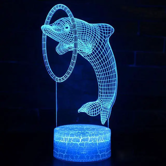 Alt view image 2 of 7 - Weastlinks Remote / Touch Control 3D LED Night Light LED Table Desk Lamp Dolphin LED Night Light Color Change 3D LED Light for Kids Gift