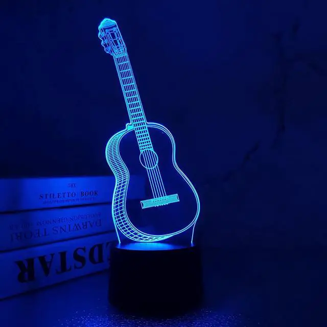 Main image of Weastlinks 16 Colors Changing Guitar Musical Instrument 3D Night Light USB Remote &Touch LED Illusion Lamp For Music Lover Home Party Decor