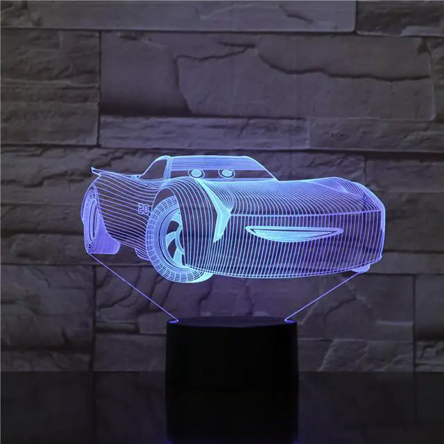 Alt view image 2 of 7 - Weastlinks 3D Night Light Cars Lightning McQueen Children Night Lamp Color Changed Acrylic Table Lamp Gifts for Kids Christmas Toy