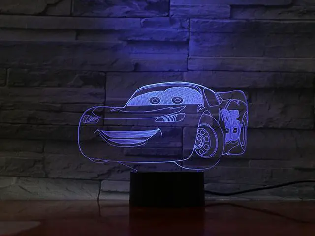 Alt view image 2 of 7 - Weastlinks 3D Night Light Cars Lightning McQueen Children Night Lamp Color Changed Acrylic Table Lamp Gifts for Kids Christmas Toy