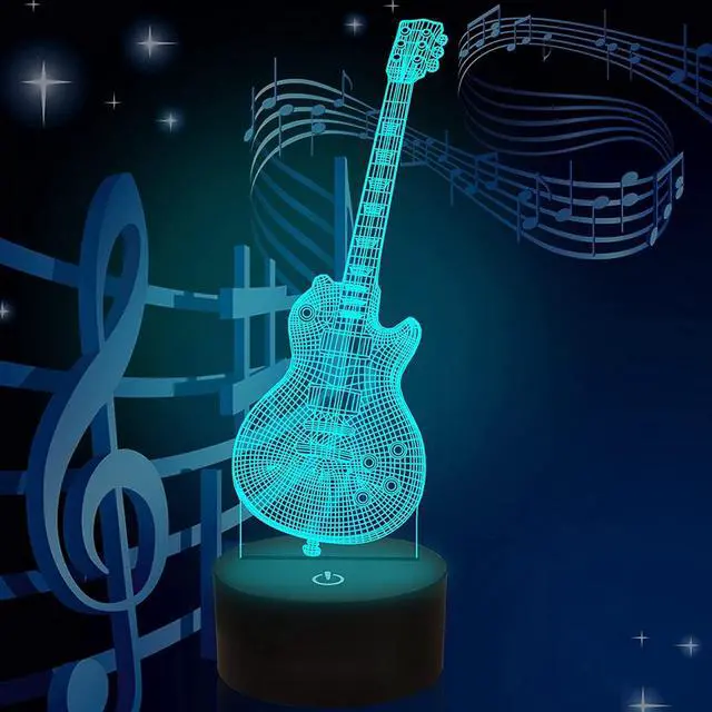 Main image of Weastlinks 16 Colors Changing Guitar Musical Instrument 3D Night Light USB Remote &Touch LED Illusion Lamp For Music Lover Home Party Decor