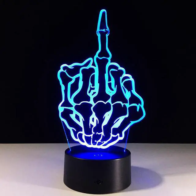 Main image of Weastlinks NEW Creative Middle Finger 3D Skull LED Night Light 16 Color Change Bedside Nightlight Indoor Decoration Lighting Halloween Gifts