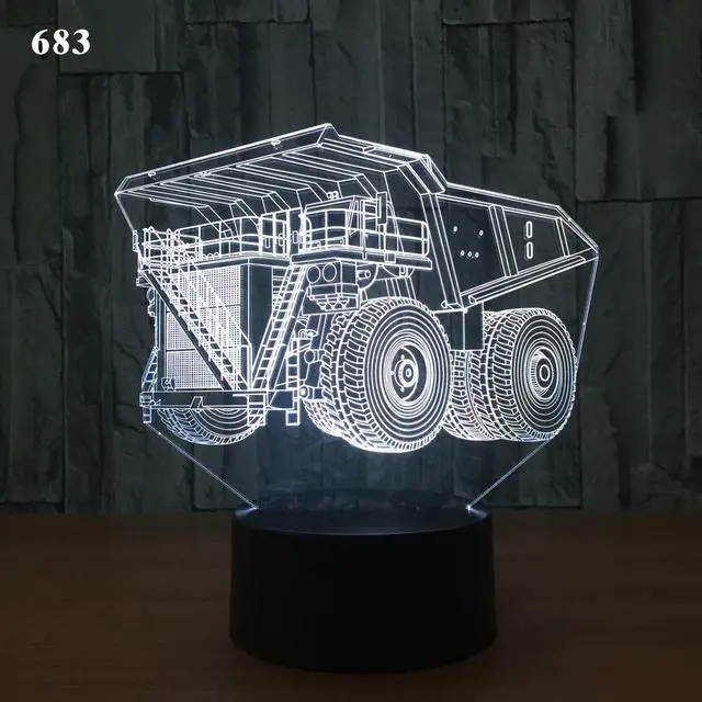Main image of Weastlinks Crane Truck Fire Car School Bus Design Acrylic Cars 7/16 Colors Change 3D Illusion Boys Kids Gifts