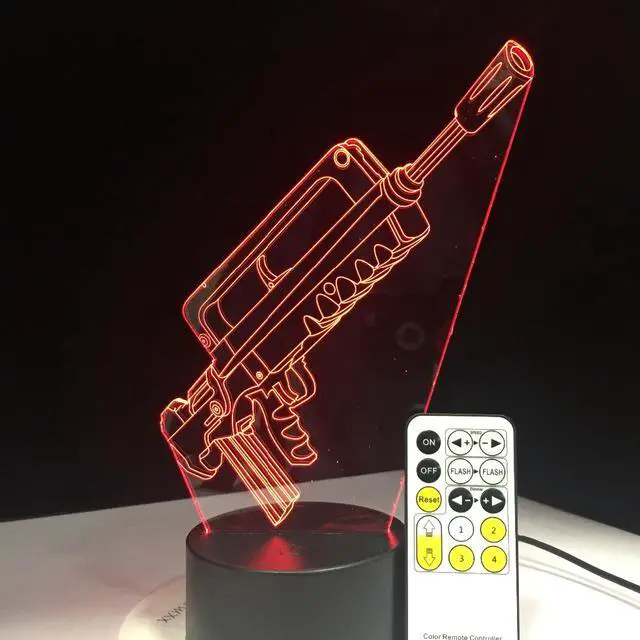 Alt view image 2 of 7 - Weastlinks Battle Sniper Rifle Silent Gun SCAR M4A1 3D LED Lamp 7 Colors Touch Base Night Light Back To School's Decor Night Gift