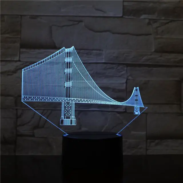Main image of Weastlinks 3D Night Light Golden Gate Bridge Art Decoration 3D Lamp Visual Light Effect Color Changing with Remote Decoration