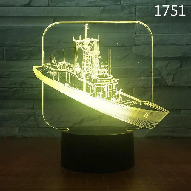 Main image of Weastlinks Sail Boat Sailing Ship Yacht Submarine Design 3D Night Lamp Acrylic Laser Illusion 7 Color Kids Friends Gift Toys